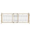Wood Freestanding Pet Gate;  38"-71" Length Adjustable Dog Gate;  Safety Fence for Stairs Doorways;  Natural